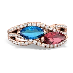 London Topaz Diamond Rivers 14K Rose Gold ring R3070