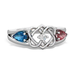 London Topaz Hearts Intertwined 14K White Gold ring R5880