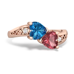 London Topaz Snuggling Hearts 14K Rose Gold ring R2178