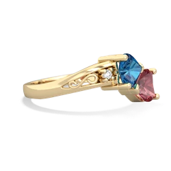 London Topaz Snuggling Hearts 14K Yellow Gold ring R2178