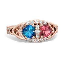 London Topaz Sparkling Celtic Knot 14K Rose Gold ring R2645