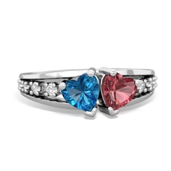 London Topaz Heart To Heart 14K White Gold ring R3342