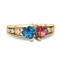 London Topaz Heart To Heart 14K Yellow Gold ring R3342