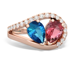 London Topaz Nestled Heart Keepsake 14K Rose Gold ring R5650