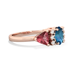 London Topaz Antique Style Three Stone 14K Rose Gold ring R2186