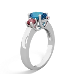 London Topaz Three Stone Oval Trellis 14K White Gold ring R4024