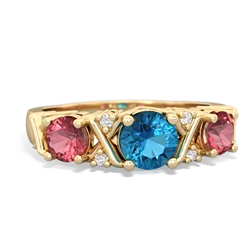 London Topaz Hugs And Kisses 14K Yellow Gold ring R5016