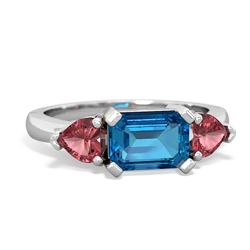 London Topaz Three Stone 14K White Gold ring R5235