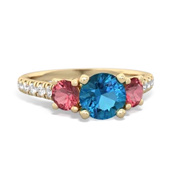 London Topaz Pave Trellis 14K Yellow Gold ring R5500