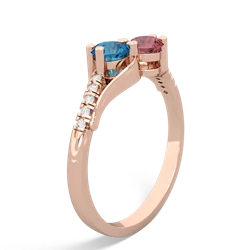 London Topaz Infinity Pave Two Stone 14K Rose Gold ring R5285