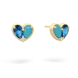 London Topaz 'Our Heart' 14K Yellow Gold earrings E5072