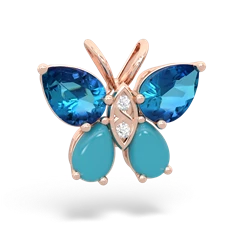 London Topaz Butterfly 14K Rose Gold pendant P2215