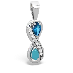 London Topaz Diamond Infinity 14K White Gold pendant P5390