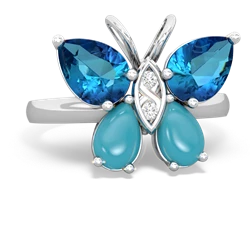 London Topaz Butterfly 14K White Gold ring R2215