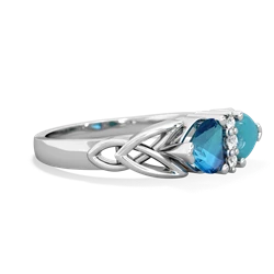 London Topaz Celtic Knot Double Heart 14K White Gold ring R5040