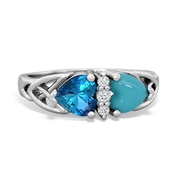 London Topaz Celtic Knot Double Heart 14K White Gold ring R5040