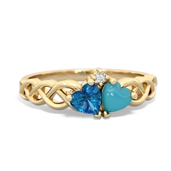 London Topaz Heart To Heart Braid 14K Yellow Gold ring R5870