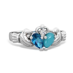 London Topaz 'Our Heart' Claddagh 14K White Gold ring R2388