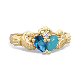 London Topaz 'Our Heart' Claddagh 14K Yellow Gold ring R2388