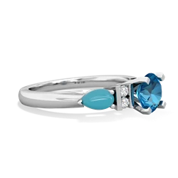 London Topaz 6Mm Round Eternal Embrace Engagement 14K White Gold ring R2005