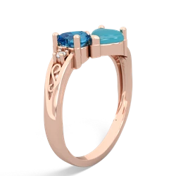 London Topaz Snuggling Hearts 14K Rose Gold ring R2178