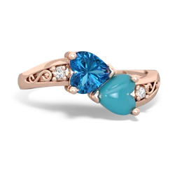 London Topaz Snuggling Hearts 14K Rose Gold ring R2178