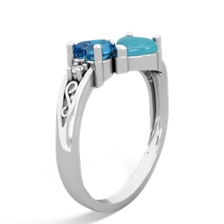 London Topaz Snuggling Hearts 14K White Gold ring R2178