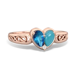 London Topaz Filligree 'One Heart' 14K Rose Gold ring R5070