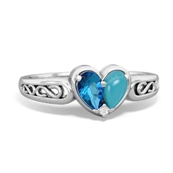 London Topaz Filligree 'One Heart' 14K White Gold ring R5070