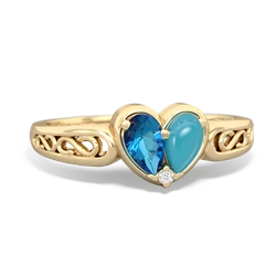 London Topaz Filligree 'One Heart' 14K Yellow Gold ring R5070