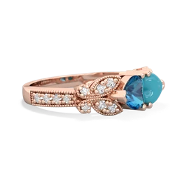 London Topaz Diamond Butterflies 14K Rose Gold ring R5601