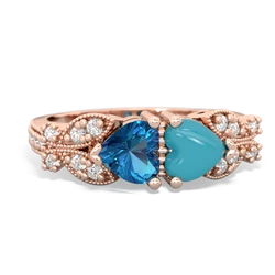 London Topaz Diamond Butterflies 14K Rose Gold ring R5601