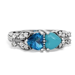 London Topaz Diamond Butterflies 14K White Gold ring R5601