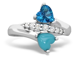 London Topaz Heart To Heart 14K White Gold ring R2064