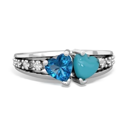 London Topaz Heart To Heart 14K White Gold ring R3342