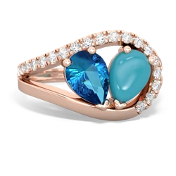 London Topaz Nestled Heart Keepsake 14K Rose Gold ring R5650