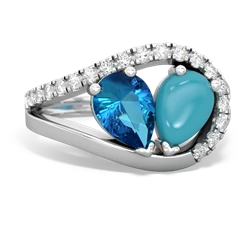 London Topaz Nestled Heart Keepsake 14K White Gold ring R5650