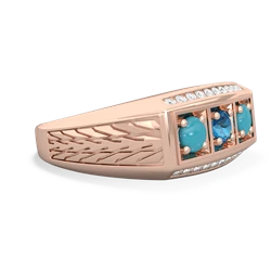 London Topaz Three Stone Tire Tread Men's 14K Rose Gold ring R0520