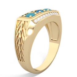 London Topaz Three Stone Tire Tread Men's 14K Yellow Gold ring R0520