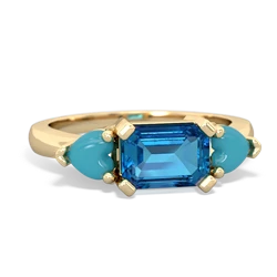 London Topaz Three Stone 14K Yellow Gold ring R5235