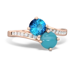 London Topaz Channel Set Two Stone 14K Rose Gold ring R5303