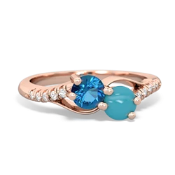 London Topaz Infinity Pave Two Stone 14K Rose Gold ring R5285