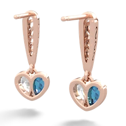 London Topaz Filligree Heart 14K Rose Gold earrings E5070