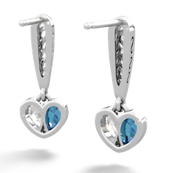 London Topaz Filligree Heart 14K White Gold earrings E5070