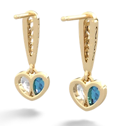 London Topaz Filligree Heart 14K Yellow Gold earrings E5070