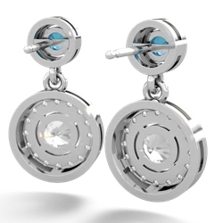 London Topaz Halo Dangle 14K White Gold earrings E5319