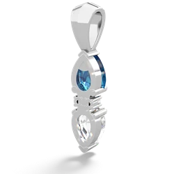 London Topaz Bowtie Drop 14K White Gold pendant P0865