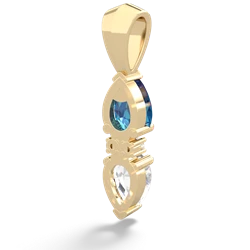 London Topaz Bowtie Drop 14K Yellow Gold pendant P0865