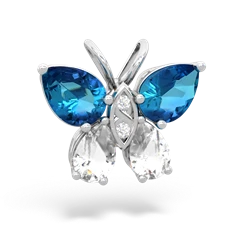 London Topaz Butterfly 14K White Gold pendant P2215