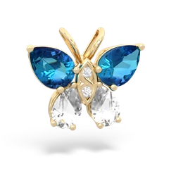 London Topaz Butterfly 14K Yellow Gold pendant P2215